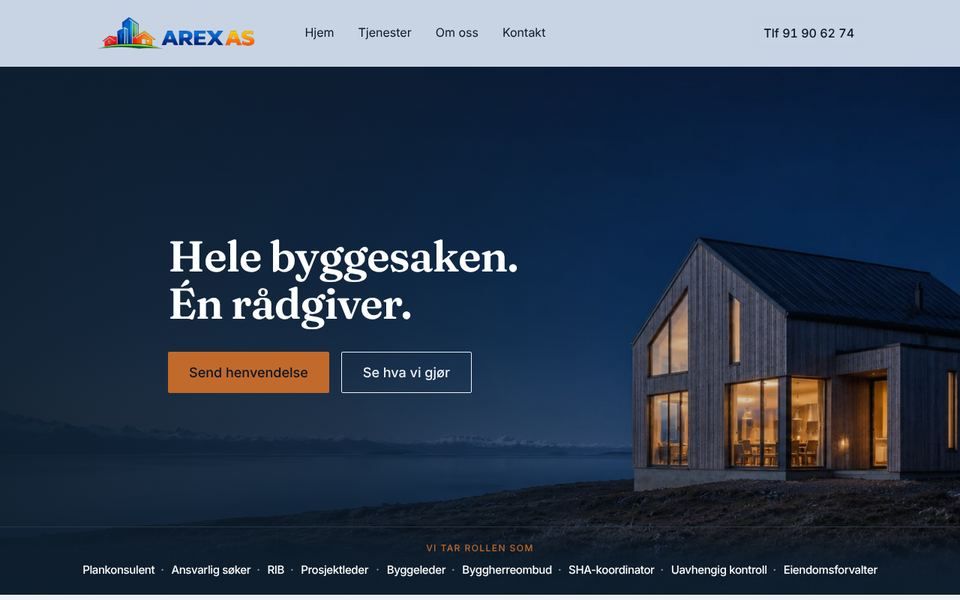 Forsiden til arexas.no